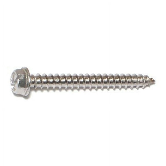 #12 x 2" 18-8 Stainless Steel Slotted Hex Washer Head Sheet Metal Screws SMSHSS-265