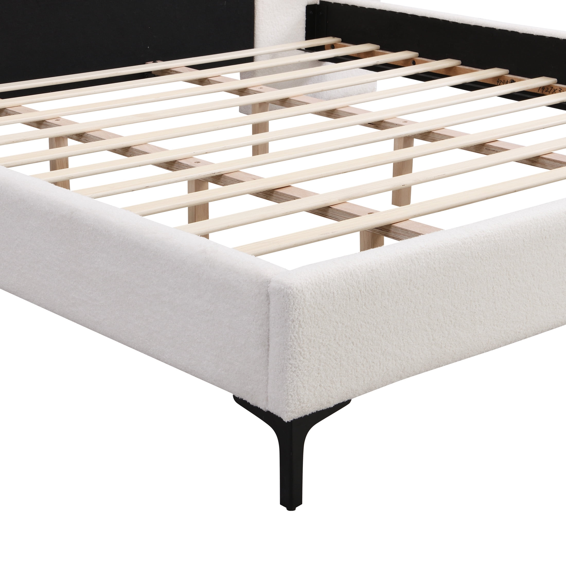 Christopher Knight Home Boucle Upholstered King Platform Bed with Reading Lights and Headboard Shelves, White