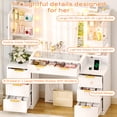 thumbnail image 6 of Ktaxon Large Makeup Vanity with 7 Drawers, Flutted Vanity Table Set with Lighted Mirror, Get Ready with Me, White, 6 of 8