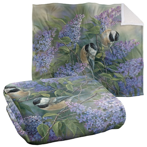 Wild Wings Blanket, 50"x60", Chickadees Silky Touch Sherpa Back Super Soft Throw Blanket