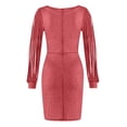 thumbnail image 3 of Baberdicy Dress Women Party Dress Solid Sequined Stitching Dress Shining Club Long Sleeved Mini Elegant Dress Red 2xl, 3 of 5