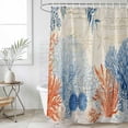thumbnail image 1 of Small Stall Shower Curtain 48x72 Inch Narrow Half Size Orange Navy Blue Coral Bath Curtains Bathroom Decor, Summer Beach Coastal Retro Waterproof Fabric Shower Curtain Set with Hooks 48 Inch, 1 of 6