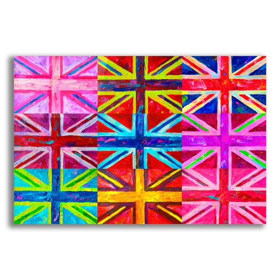 Epic Art 'Union Jacks' by Howie Green, Acrylic Glass Wall Art, 24"x16"