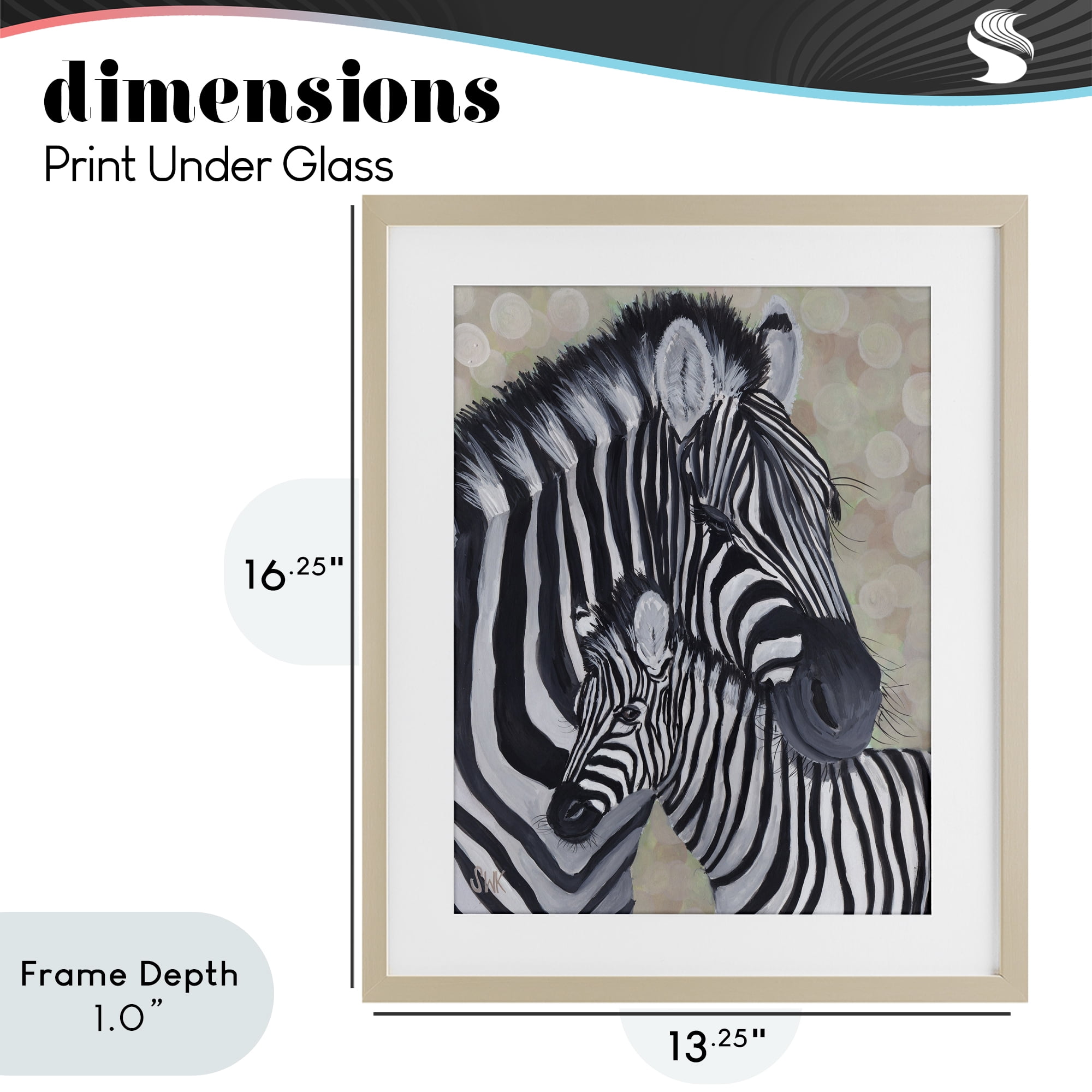 Stupell Industries Mama Zebra & Her Foal Birch Framed Print Under Glass, design by Sarah Waldron Kimball