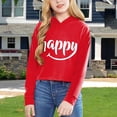 thumbnail image 2 of Girls Long Sleeve Letters Solid Color Short Hoodie Hoodie Top Clothes, 2 of 4