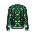 thumbnail image 2 of YUUMIN Kids Girls Metallic Hip Hop Jazz Jackets Long Sleeve Zip-up Outerwear for Performance Green 14, 2 of 5