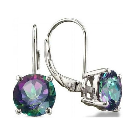 Yeidid International Mystic Topaz Leverback Earrings, Sterling Silver, 8mm, 3.50 ct. t.w