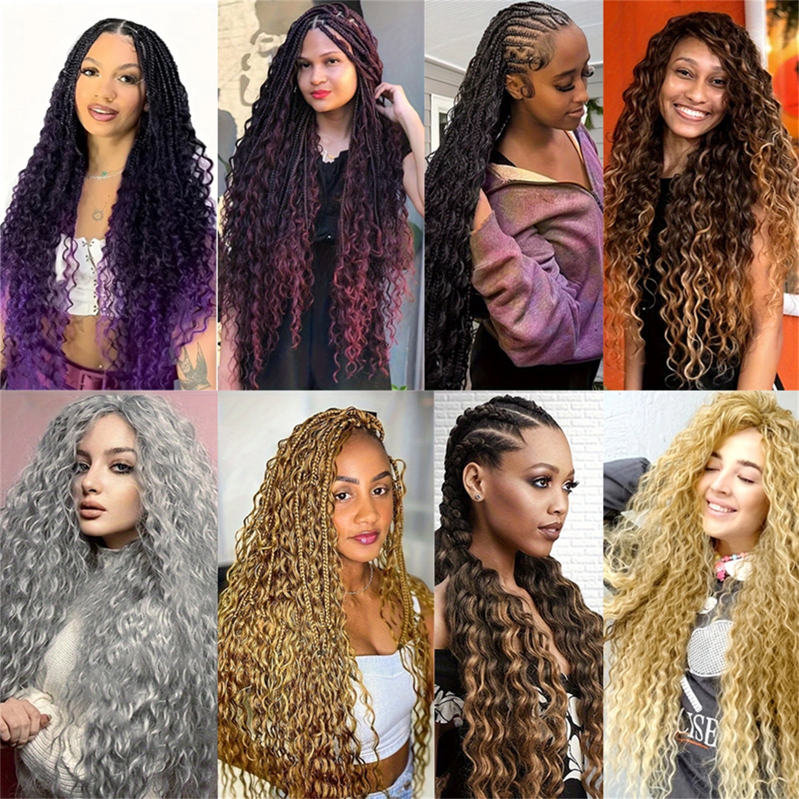 3 Pack 32 In Deep Wave Bundles Crochet Hair, Boho Hair for Braiding, Hair Extensions for Women
