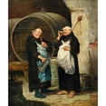 thumbnail image 2 of Adolf Humborg 12x14 Black Ornate Wood Framed Double Matted Museum Art Print Titled: Two Monks in the Wine Cellar (1876), 2 of 5