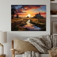 thumbnail image 2 of Designart "Sunset at the Farmhouse" Landscapes Metal Wall Art Prints, 2 of 5