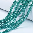 thumbnail image 1 of Electroplate Glass Beads Strands Pearl Luster Plated Faceted Rondelle Dark Cyan 3.5~3.8x3mm Hole: 0.4mm about 113~115pcs/strand 32~33cm, 1 of 3