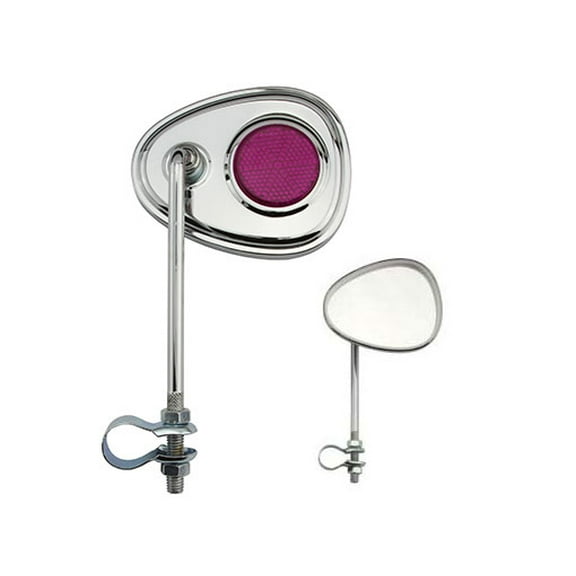 V BICYCLE BIKE MIRROR CHROME WITH AMBER REFLECTOR. Bike part, Bicycle part, bike accessory, bicycle part