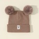 thumbnail image 1 of Gorro de lana de color sólido acrílico para niños, gorro de punto estándar para otoño e invierno, con doble bola, para bebés, 1 of 6