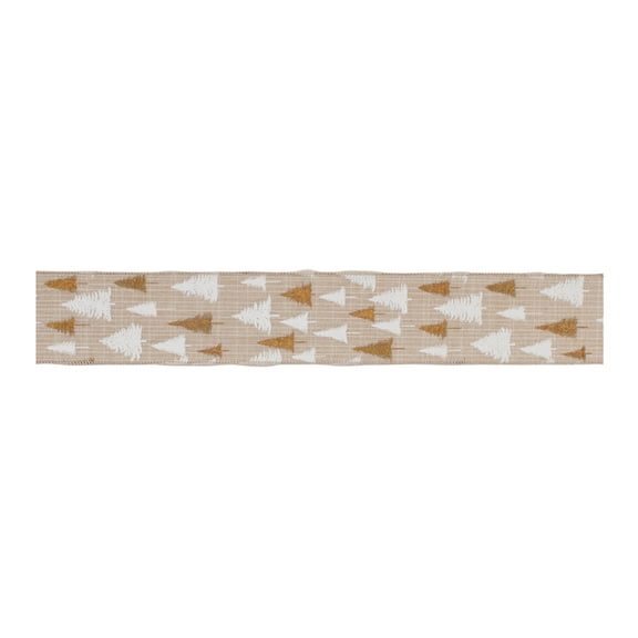 Melrose 91451DS 2.5 in. x 10 Yard Wired Polyester Ribbon, Beige, Red & White - Set of 2