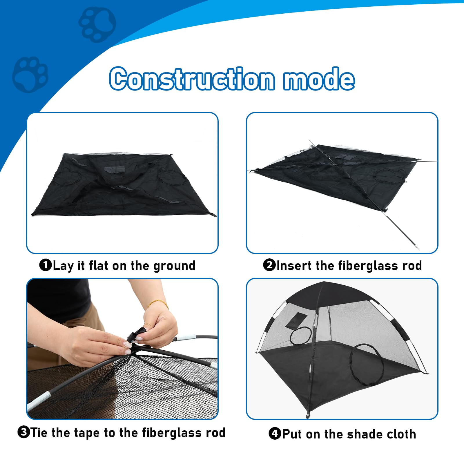 GEERTOP Mesh Cat Tent Outdoor, Cat Enclosure for Outside Indoor, Portable Sunshade Playpen Playhouse for Cats Dogs Puppy Small Animals C49