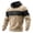 04#Khaki, variant on Men's Waffle Color Block Hoodie, Long Sleeve Drop Shoulder Drawstring Hooded Sweatshirt , Fall Loose Fit Casual Pullover Top with Pocket Black M