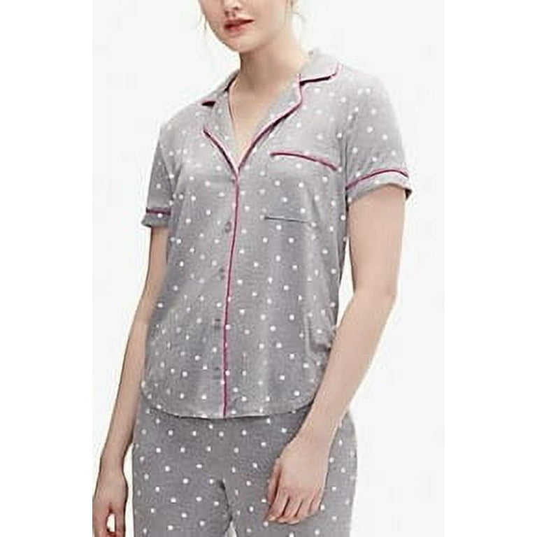 KATE SPADE Grey Print White Dot Crop Pajama Set US Small NWOT Walmart