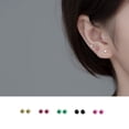 thumbnail image 2 of Pendientes pequeños de plata de ley S925 con forma de garra y diamante de colores, con un solo diamante, con agujeros para las orejas, sencillos y combinables para mujer G6535, 2 of 5