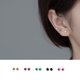 thumbnail image 2 of Pendientes pequeños de plata de ley S925 con forma de garra y diamante de colores, con un solo diamante, con agujeros para las orejas, sencillos y combinables para mujer G6535, 2 of 5