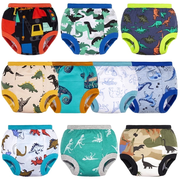 BIG ELEPHANT Pantalones de Entrenamiento para Bebés Niños, Ropa Interior de Entrenamiento Suave de Algodón para Niños Pequeños, Paquete de 10, Talla 2T