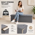 thumbnail image 2 of Folding Storage Ottoman Bench, 43 Inch Gray Fabric Storage Bench with Cushion Lid, Foot Rest Stool for Bedroom Entryway & Living Room, 2 of 8