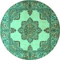 thumbnail image 1 of Ahgly Company Indoor Round Persian Turquoise Blue Traditional Area Rugs, 8' Round, 1 of 4