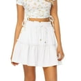 thumbnail image 2 of Women's High Waist Short Skirt, Solid Color Elastic Waist A-Line Mini Skirt, Casual Daily Skirt for Spring, Summer, Autumn and Everyday Outfits White M, 2 of 7