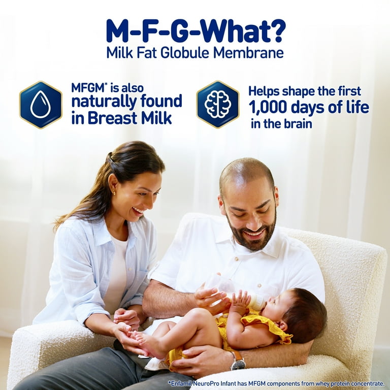 Enfamil NeuroPro Baby Formula, Milk-Based Infant Nutrition, MFGM* 5-Year Benefit, Expert-Recommended Brain-Building Omega-3 DHA, Exclusive HuMO6 Immune Blend, Non-GMO, 28.3 oz​