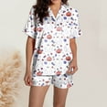 thumbnail image 3 of Women Halloween Pajama Sets Buttery Breathable Ghost Graphic Short Sleeve Button Down Shirts and Shorts Relaxed Fit 2 Piece Sleepwear Womens Pjs, 3 of 6