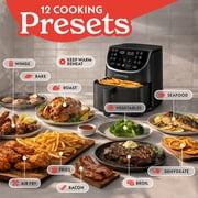 Gourmia 7 Qt Air Fryer, 12 Presets, Digital Display, FryForce 360°, Large Capacity, Black