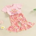thumbnail image 3 of JUNWELL Toddler Baby Girl Clothes Flower T Shirt Bell Bottoms Pants Summer Outfits Set 0-6 Years, 3 of 6