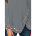 thumbnail image 3 of Gvmfive Women Casual Long Sleeve Asymmetrical Shirt Round Neck Floral Print Tunic Tops, 3 of 4