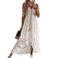 thumbnail image 1 of Vestido CUPSHE sin mangas de encaje con borlas, largo maxi, blanco, talla M, 1 of 6