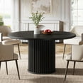 thumbnail image 4 of Finmind Round Dining Table for 4-6 People, 47.24-inch Circle Wood Kitchen Table with Sturdy Fluted Metal Base, Modern Dining Room Furniture, Black, 4 of 8