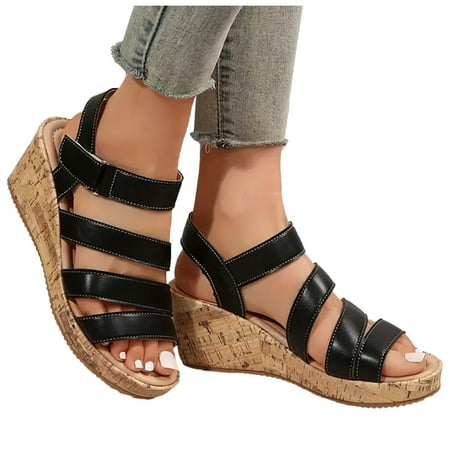 GHSOHS Womens Sandals Slippers Women s Thong Sandals Bohemia Flip Flops Flat Sandals Ladies Summer Shiny Leather Fish Mouth Roman Shoes Beach Large Size Slope Heel Sandals Slippers Gold Sandals 7.5