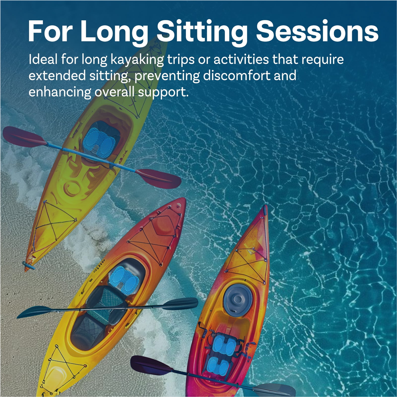MMOBIEL Anti-Slip Gel Kayak Seat Cushion U-Shaped Waterproof Portable Pressure Relief 1-Pack