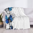 thumbnail image 3 of Fotbe Blue Flying Butterflies Manta de Franela con Estampado, Manta Ultrasuave para Cama, Sofá, Auto, Hipoalergénica y Antibolitas-60"x50", 3 of 6