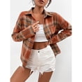 thumbnail image 2 of Camisa a cuadros con botones para mujer,Camisa con estampado a cuadros para mujer Camisa a cuadros para mujer Blusa de manga larga para mujer Rendimiento sólido, 2 of 8