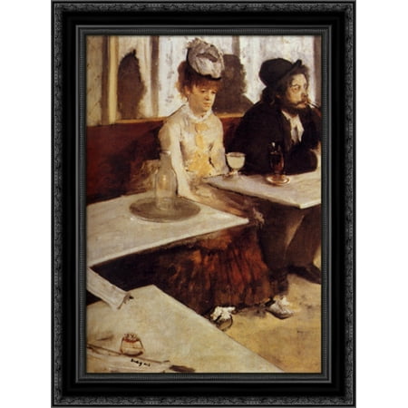 - The Absinthe Drinker 19x24 Black Ornate Wood Framed Canvas Art by Degas, Edgar