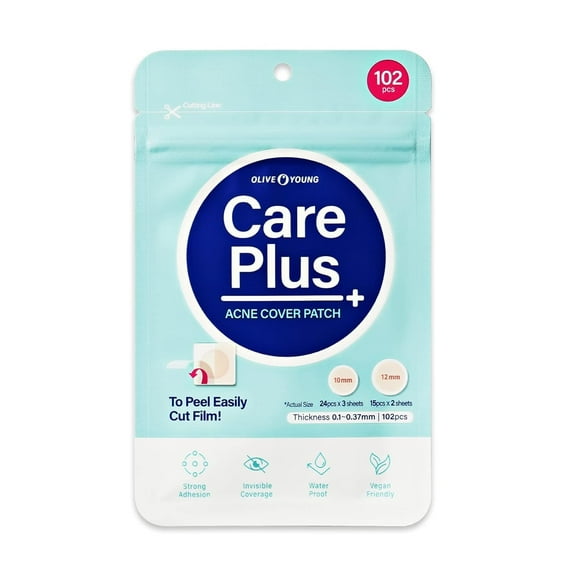 Spot Patch OLIVE YOUNG Care Plus con hidrocoloide para el acné, 102 unidades