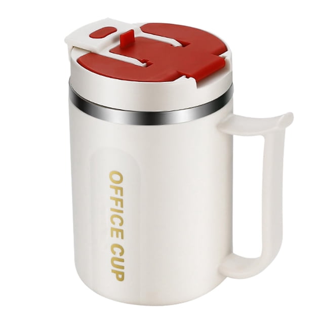 500ml Insulated Stainless Coffee Mug With Lid And Handle Folding Spoon Inside The Lid Multifunctional Coffee Mug For Coffee Beverages And Juices