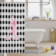 thumbnail image 3 of Manfei Monogrammed A Design Shower Curtain 72Wx72L,Geometric Grid Print Bathroom Curtain, 3 of 5
