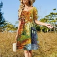 thumbnail image 2 of Blue Phone booth with autumn views Sleeveless Dress party dress women elegant luxury Cocktail of dresses, 2 of 6