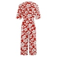thumbnail image 4 of Edvintorg One Piece Jumpsuits for Women Short Sleeve Casual V-Neck Back Zipper Wide Leg Jumpsuit with Pockets Womens Summer Clothes, 4 of 5