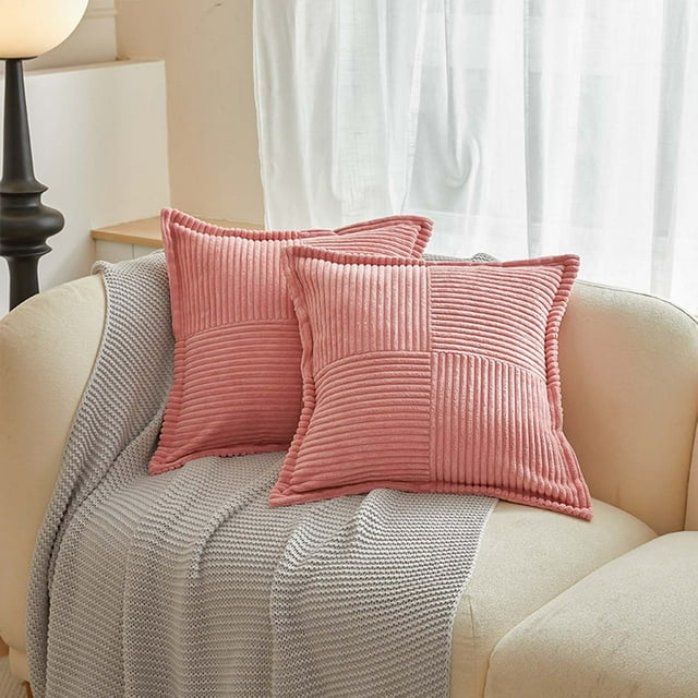 Xihbxyly Funda de Cojín de Pana, Suave y Agradable para La Piel, Elegante Protector de Almohada con Diseño de Rayas, Lavable y Apto para Secadora, Ideal para El Sofá de La Sala de Estar, Una Elegante