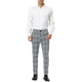 thumbnail image 2 of MODA NOVA Big & Tall Men's Dress Plaid Pants Formal Printed Business Trousers Gray LT(US 34), 2 of 5