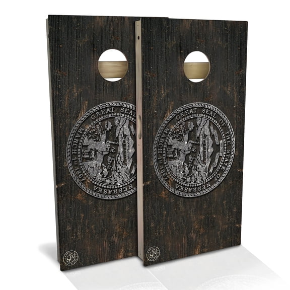 Skip's Garage | Nebraska Flag Vintage Cornhole Board Set | Includes Boards & Bags | Choose Your Size & Accessories