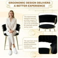 thumbnail image 4 of KATBOC Velvet Dining Chairs Set of 2, Ergonomic Hollow Braided Rope Design,Adjustable Non-Slip Fee with Gold Metal Legs, Waterproof Fabric for Kitchen & Dining Room, Black, 4 of 8