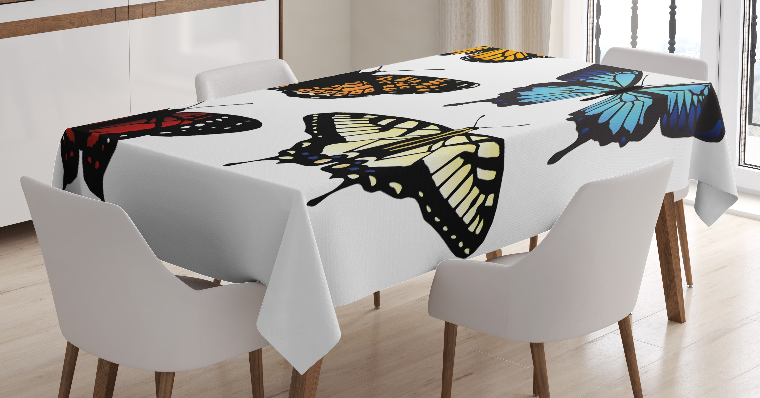 Swallowtail Butterfly Tablecloth, Five Different Butterflies Colorful