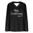 thumbnail image 4 of Royisotas Long Sleeve Sweatshirts for Women Fleece Winter Plus Size Letter Print Pullover Tunic Black Casual V-Neck Hoodless Tops, 4 of 4